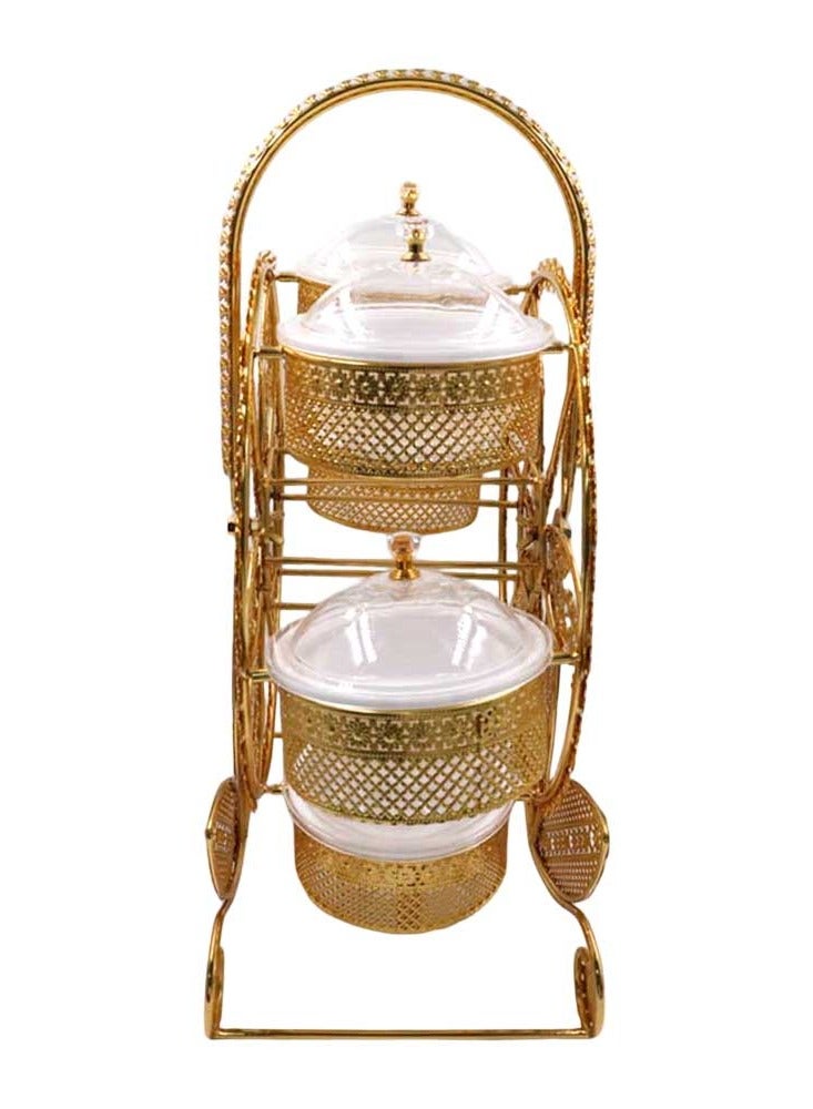Luxury Gold-Plated Fruit & Snack Serving Tray Elegant Multi-Compartment Dessert & Appetizer Stand - Image 5